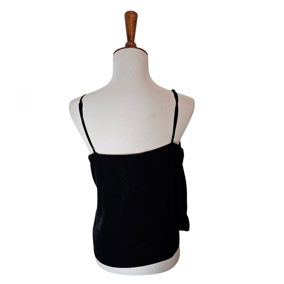J. Crew Black Velvet V Neck Ruffle Tank Top 4 Preowned - Picture 3 of 9